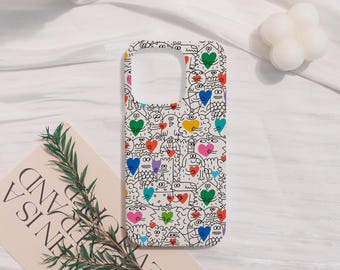 Colorful Heart Hard Phone Case For iPhone 17 iphone 16 15 14 13 12 11 iPhone Pro/Pro max iPhone XR XS Max Mini iPhone 16e,Customized Gift