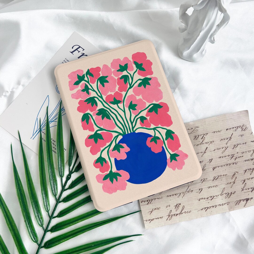 Vase Pink Flowers 2024 Colorsoft Strap Kindle Case Paperwhite Kindle ...