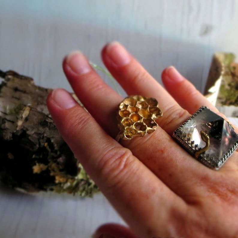 Honeycomb Ring Chase and Scout original bronze beehive ring