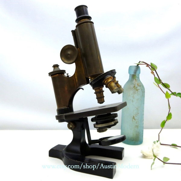 Vintage Microscope Industrial Medical Scientific Steel Brass 1900s Spencer
