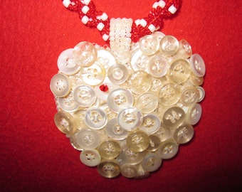 Zanzibar Heart Pendant Vintage Buttons Valentine