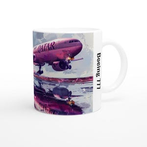 11oz Cartoon Qatar Airways Boeing 777 Inspired Mug – Perfect for Aviation Lovers! Gift For Him - Gift For Her – Cup