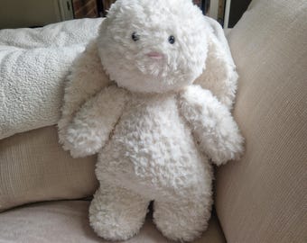 Coelho de pelúcia branco grande – brinquedo de coelho de crochê feito à mão, bicho de pelúcia fofo, decoração de berçário macio, presente de chá de bebê