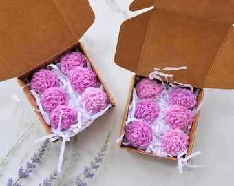 Handcrafted Pink Peony Flower Melts: Vegan Soy Wax, Peony & Blush Suede Scent