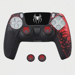 PS5 Controller Cover, Pro Gamer Controller Skin with Thumb Caps & Touchpad Sticker - 4pcs
