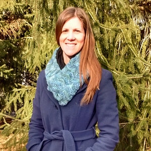 Superfine Alpaca Blue Multi Wave Handknitted Scarf