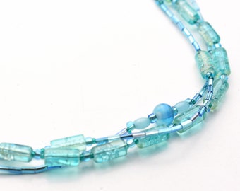 Airy Aquamarine Triple Strand Necklace nd85