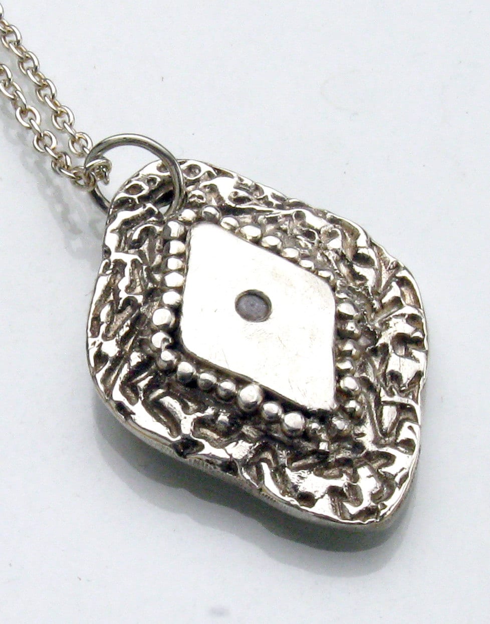 Precious Metal Clay Diamond Shaped Pendant - Etsy
