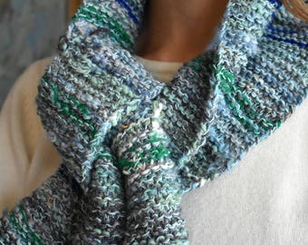 Blue Multi Garter Stitch Scarf