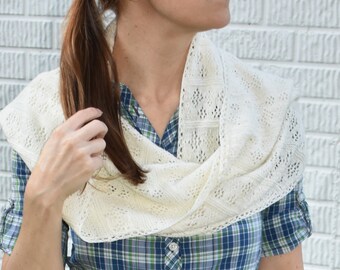 Lacy White Knitted Shawl