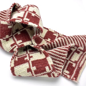 Maryland Scarf Design Burgundy and Ecru Variation