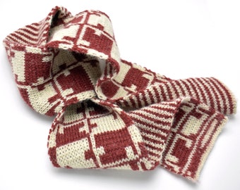 Maryland Scarf Design Burgundy and Ecru Variation