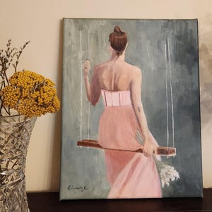 Daydreaming, Original Oil Painting, Femine Figurative, 11 x 14 Linen Canvas, Signed