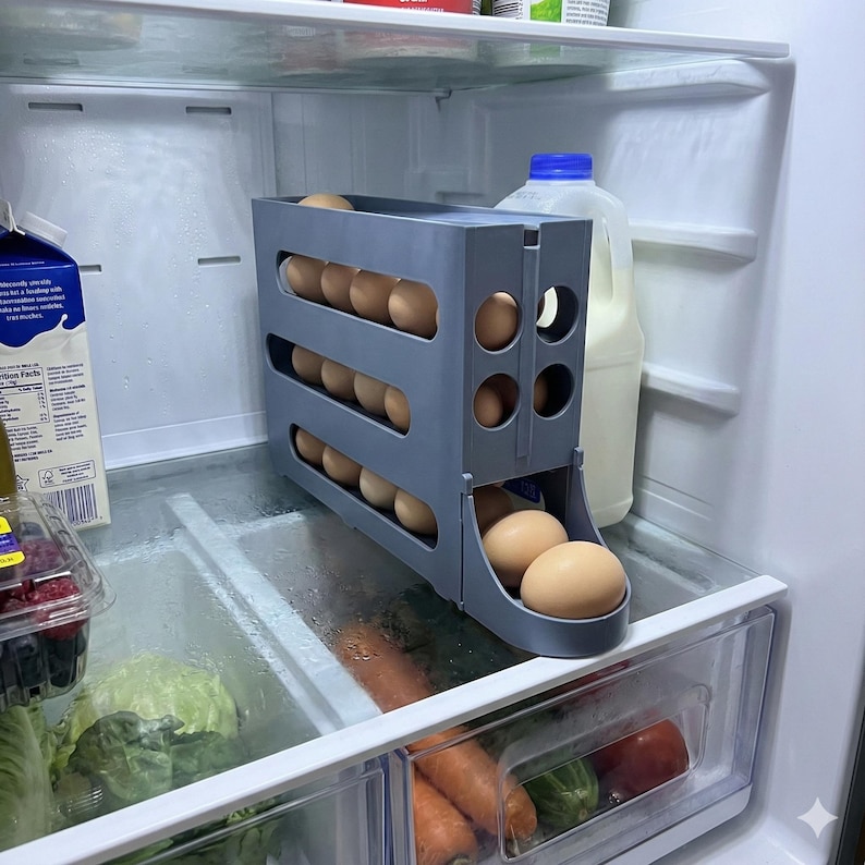 Gravity-Fed Egg Storage Dispenser | Space-Saving Fridge Organizer image 1