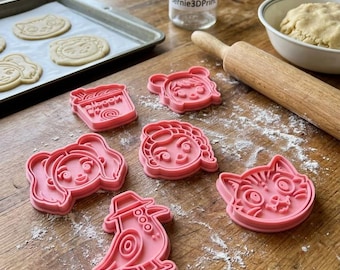 12pc Kawaii Idol Cookie Cutter Set 3.5 inch Custom Baking Tools 3D Printed Character Clay and Fondant Molds Chibi Animal and Girl Figures