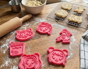 12-Piece K-Pop Huntrex Cookie Cutter Set – Rumi, Zoey & Mira Idol Cutters – Derpy Tiger, Sussie and Ramen Cup Baking Tools for Fans