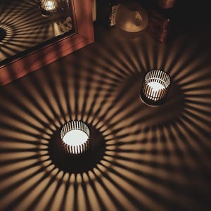 Shadow Pattern Tea Light Holder: Modern Home Decor (LED Included)