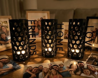 Hexagonal Tea Light Holder: Modern Home Decor with Inspiring Words