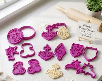 Katseye Cookie Cutters and Stamps | 14 Piece Kpop Baking Kit | Katseye Logo and 6 Dream Charms | Fondant Embosser Kpop Parties
