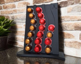 Wavy Nespresso Capsule Holder | Modern Coffee Pod Organizer | Freestanding Espresso Dispenser | Minimalist Coffee Bar Accessories & Storage