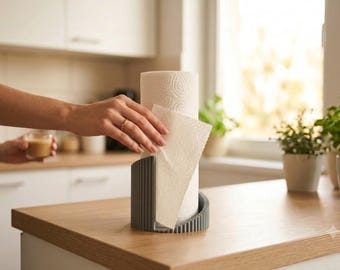 Modern Ribbed Countertop Paper Towel Holder – Minimalist Standing Dispenser