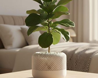 Modern Mesh Planter Pot | Smart Speaker Style Plant Holder | 3D Printed Geometric Indoor Planter | Minimalist Desk Decor for Tech Lovers