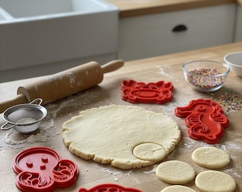 3D Printed Sea Creature Cookie Cutters: Ocean Animal Baking Set