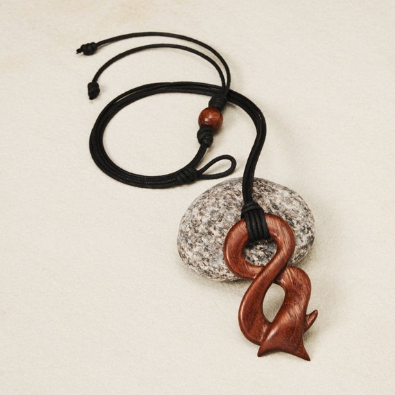 Wood Pendant -- "Infinite" -- Handmade in Australian Jarrah -- Freeform Organically Shaped Necklace -- Celtic Knot Inspired - FREE SHIPPING featured image