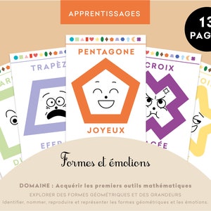 Formen- und Emotionskarten für pädagogische Lernspiele