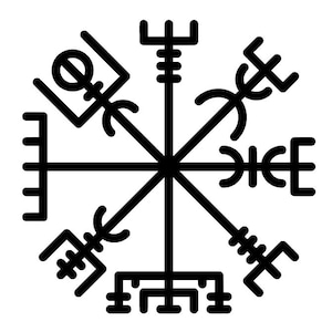 Simbolo orientativo norreno, Vegvisir, bussola vichinga, protezione runica, bastone magico islandese, rune mistiche, eredità nordica, tradizione vichinga