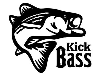 Kick Bass Fishing Decal, Personalized Angler Gift