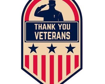 Military Support Sticker, Thank You Veterans Decal, Patriotic Car Window Sticker, Veteran Appreciation