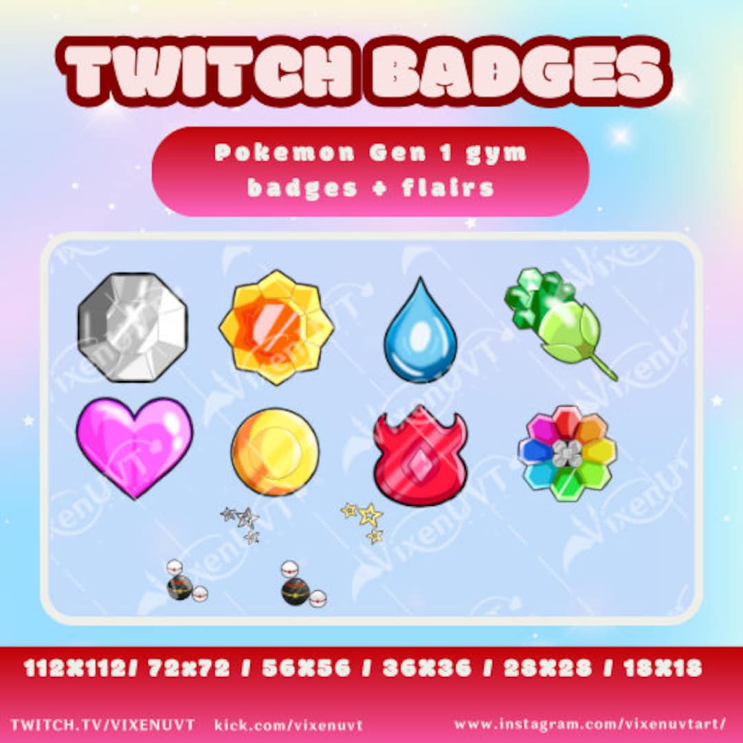 Pokemon Gen 1 Gym Badges + Flairs for TWITCH - Etsy