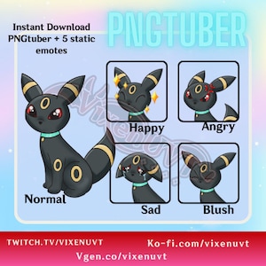 Umbreon PNGTuber Model | Vtuber Model | PNGTuber Twitch | Vtuber Assets | PNGTuber Premade | eevelution Vtuber | Twitch, YouTube, Tiktok