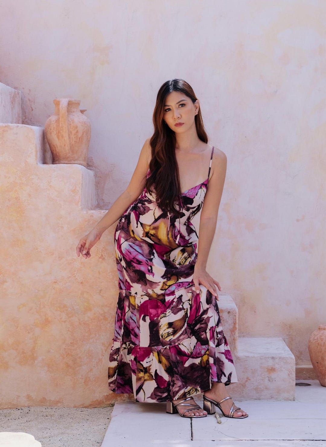 Pink Floral Linen Summer Holiday Dress With Sweetheart Neckline Etsy — free download
