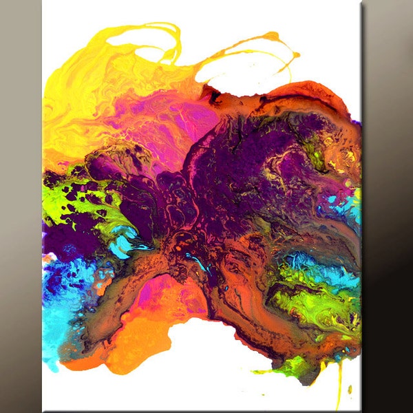 Abstract Art Painting 18x24 Contemporary Canvas Art Rainbow Paintings by Destiny Womack - dWo - Joyful