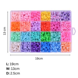 DIY bracelet making kit for girls, includes colourful flat clay beads & charms. Fun jewellery craft friendship bracelet making set for kids ages 6-12.