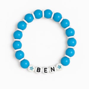 Boys Charm Beaded Bracelet | Colourful Kids Personalized Bracelet with Initial |Jewellery for Toddlers | Name Friendship Bracelet Gift