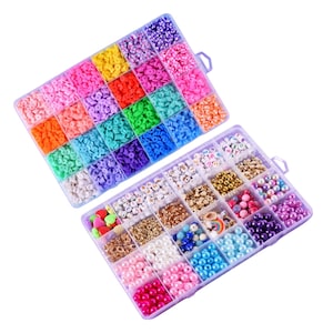 Kit para hacer pulseras grandes de bricolaje para niñas / Juego de manualidades con cuentas para niños / Regalos de cumpleaños para niñas / Kit para fiesta de pijamas de 5 a 10 años