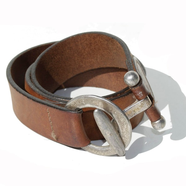 Vintage Thick Brown Leather Belt