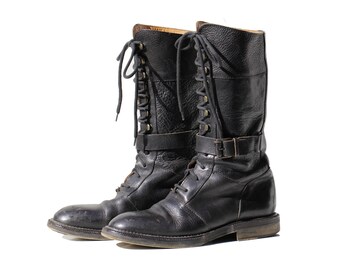 men's mid calf black leather boots