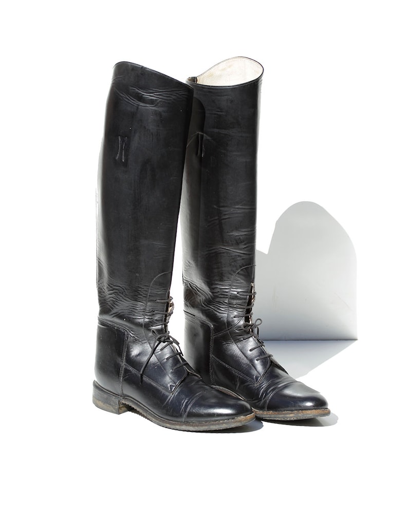 Vintage Women/'s Black Leather Horse Riding Boots size 7.5
