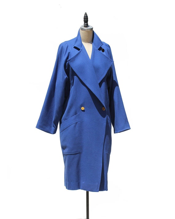 Vintage Chicago Blue Oversized Wool Trench Coat