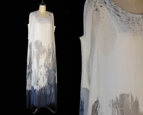 Vintage Sheer Tie Die Caftan Dress