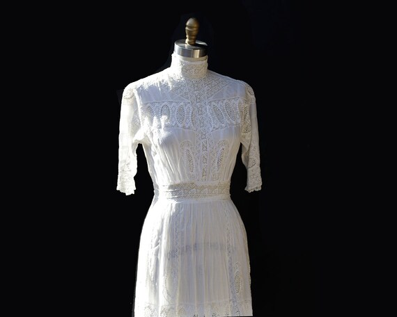 Antique White Cotton Lace Dress