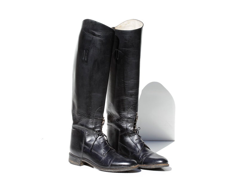 Vintage Women/'s Black Leather Horse Riding Boots size 7.5