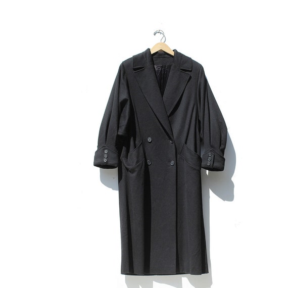 Vintage Black Pure Wool Voluminous Oversized Coat