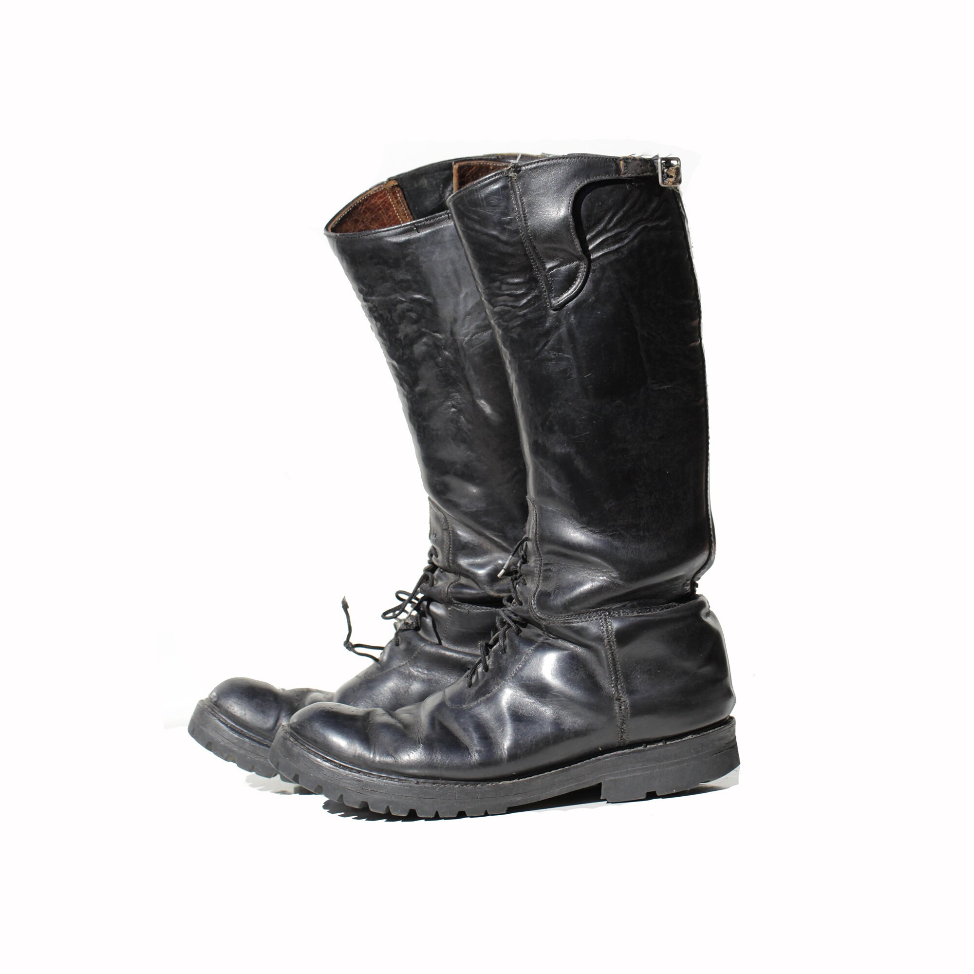 Size 10 / Vintage Men's Black Leather Riding Boots B Etsy