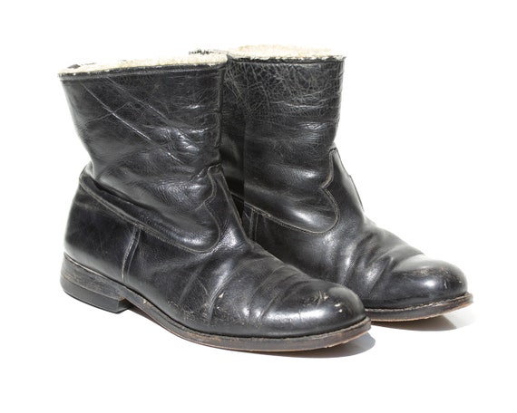 mens black leather pull on boots