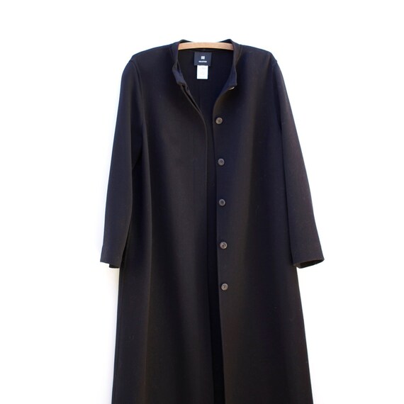 Vintage Italy Black Wool Stylish Maxi Coat